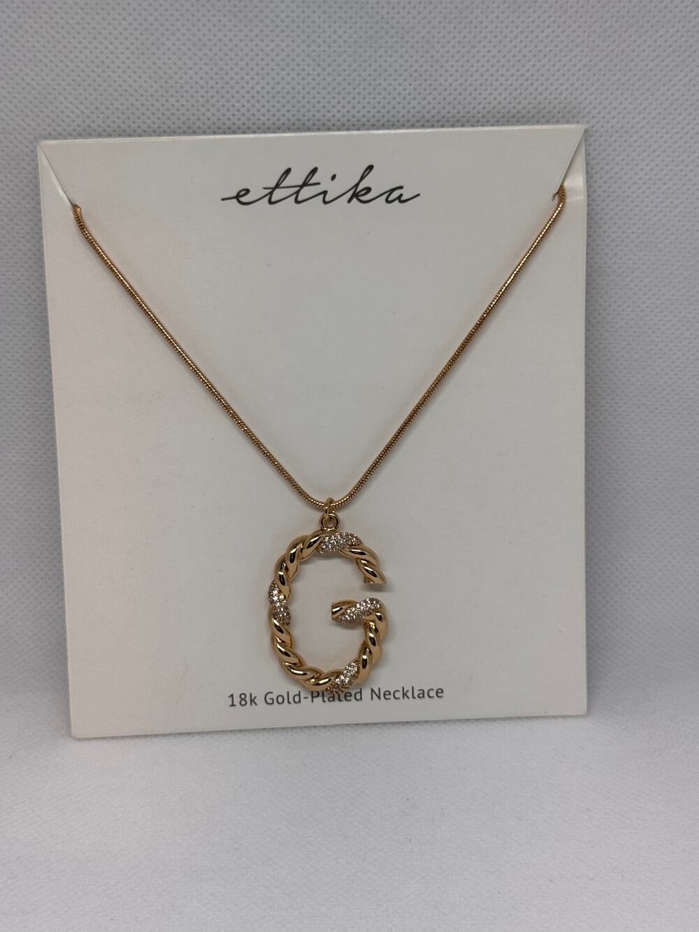 NEW ETTIKA REVOLVE 18K Goldplated Twisted Crystal Initial Pendant Necklace G